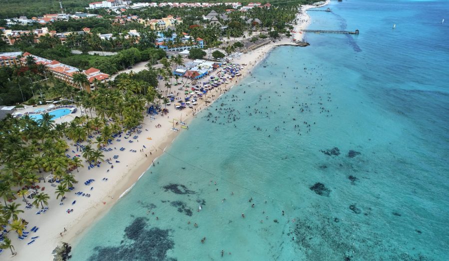 Aerial view of Dominicus Beach in Bayahibe, Dominican Republic